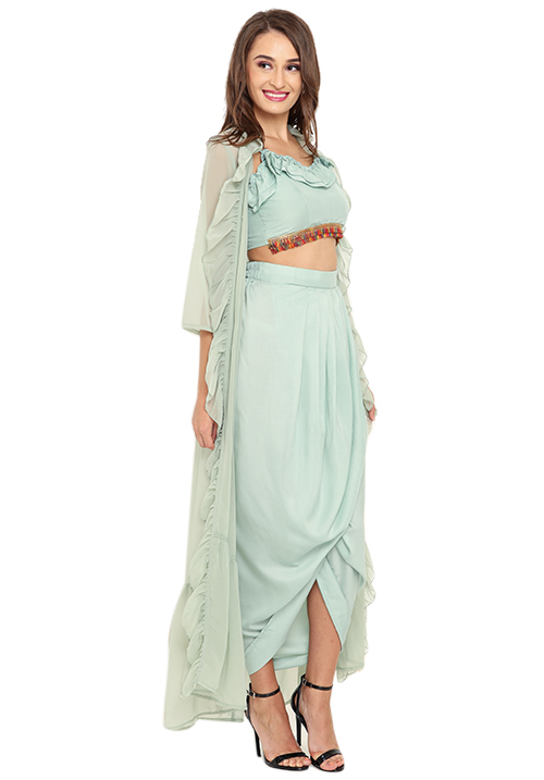 3 Piece Wrapped Draped Skirt Set!
